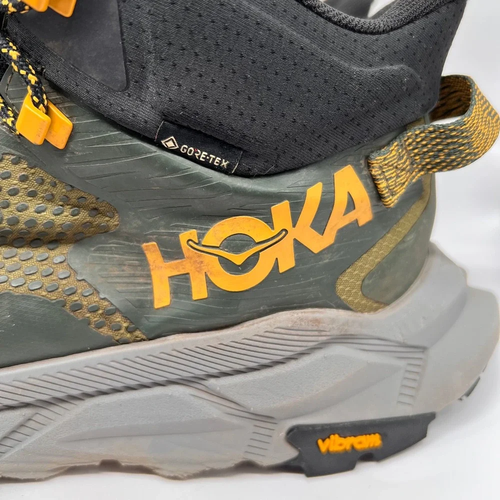 Hoka Trail Code Mid GTX Mens 12 Olive Green GORE-TEX Hiking Boots shoes Walking
